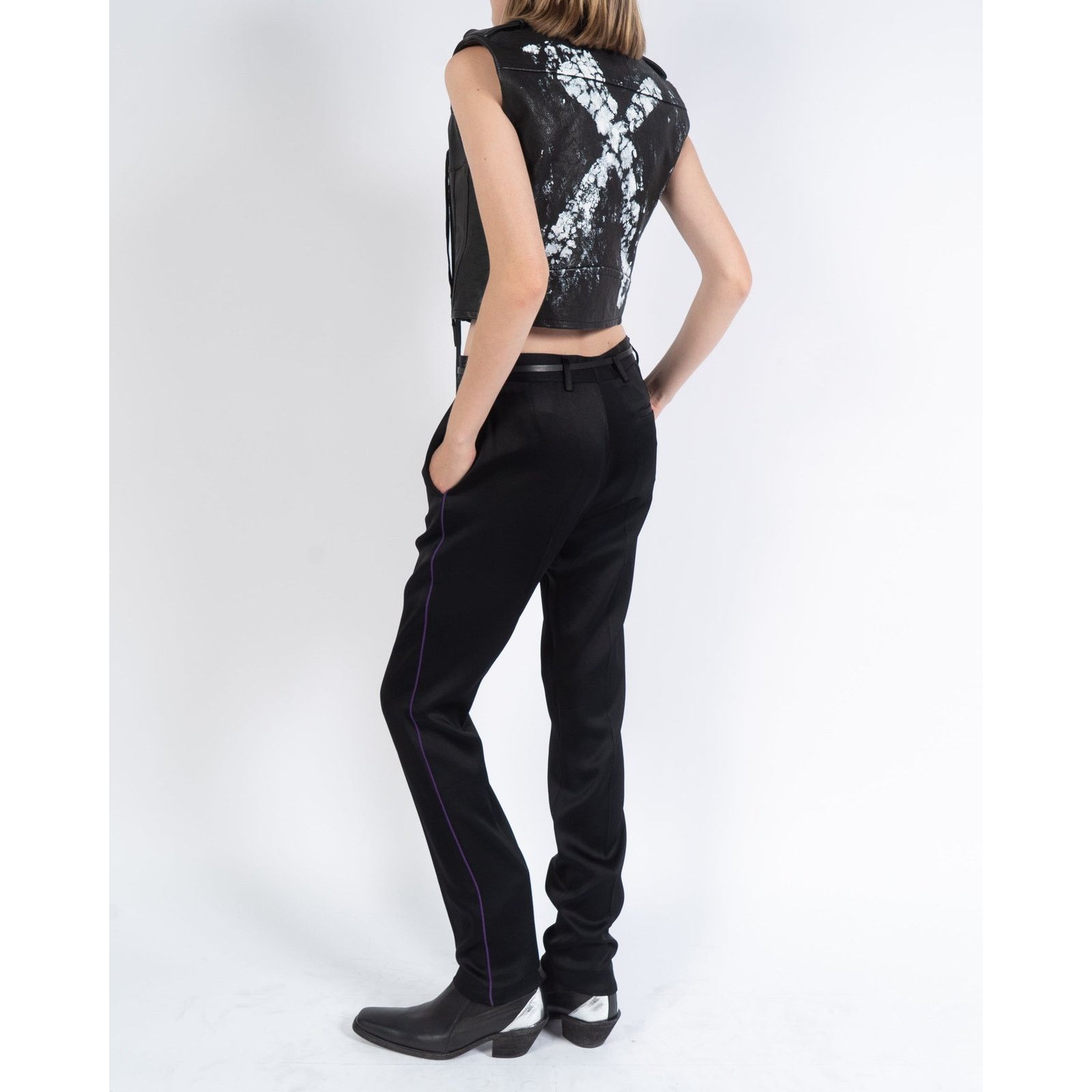 Haider Ackermann SS16 Handpainted Waistcoat in Black Leather Size S / US 4 / IT 40 - 6 Thumbnail