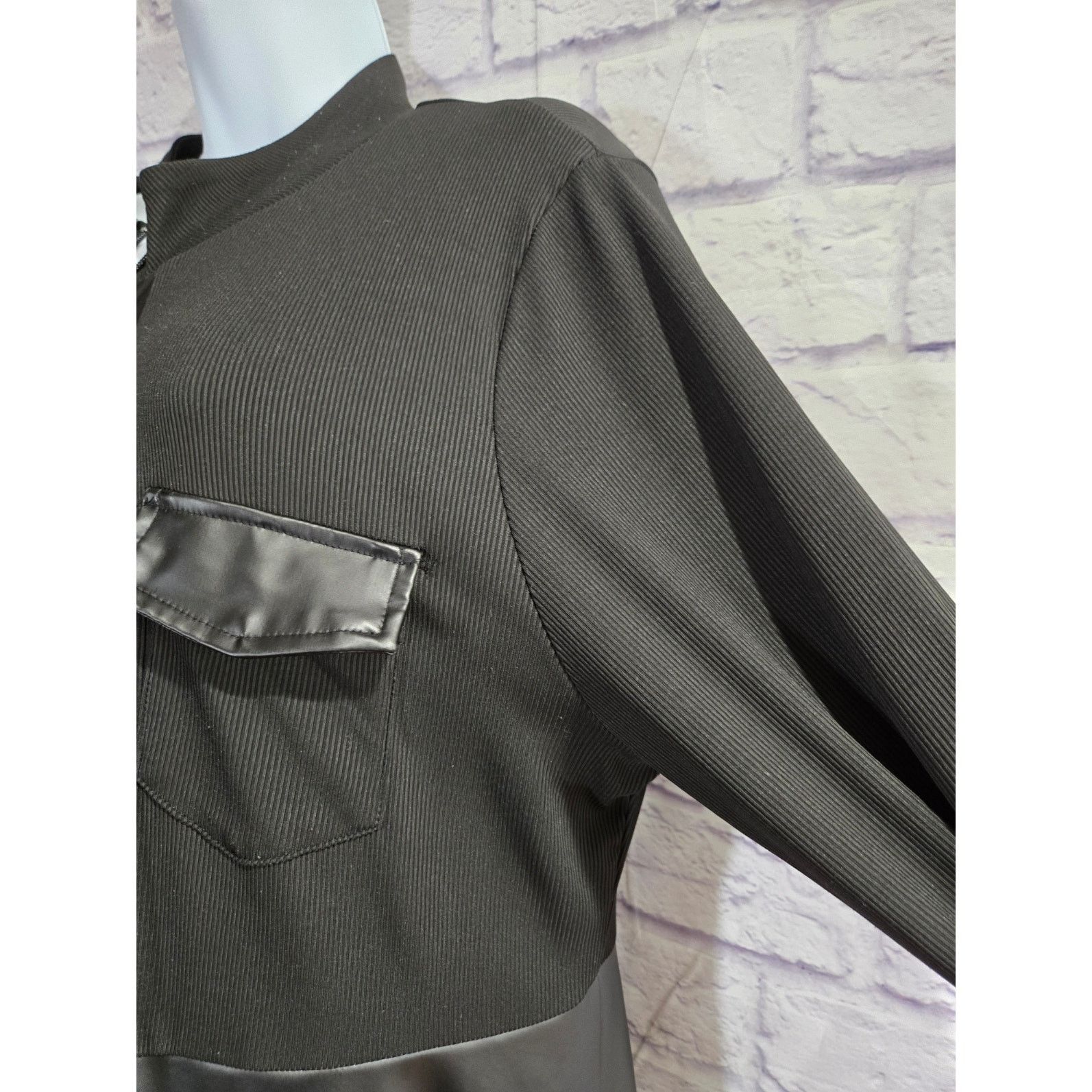 Shein Shein Curve Black Faux Leather Full Zip Front Dress 3XL Size 3XL / US 20-22 - 3 Thumbnail
