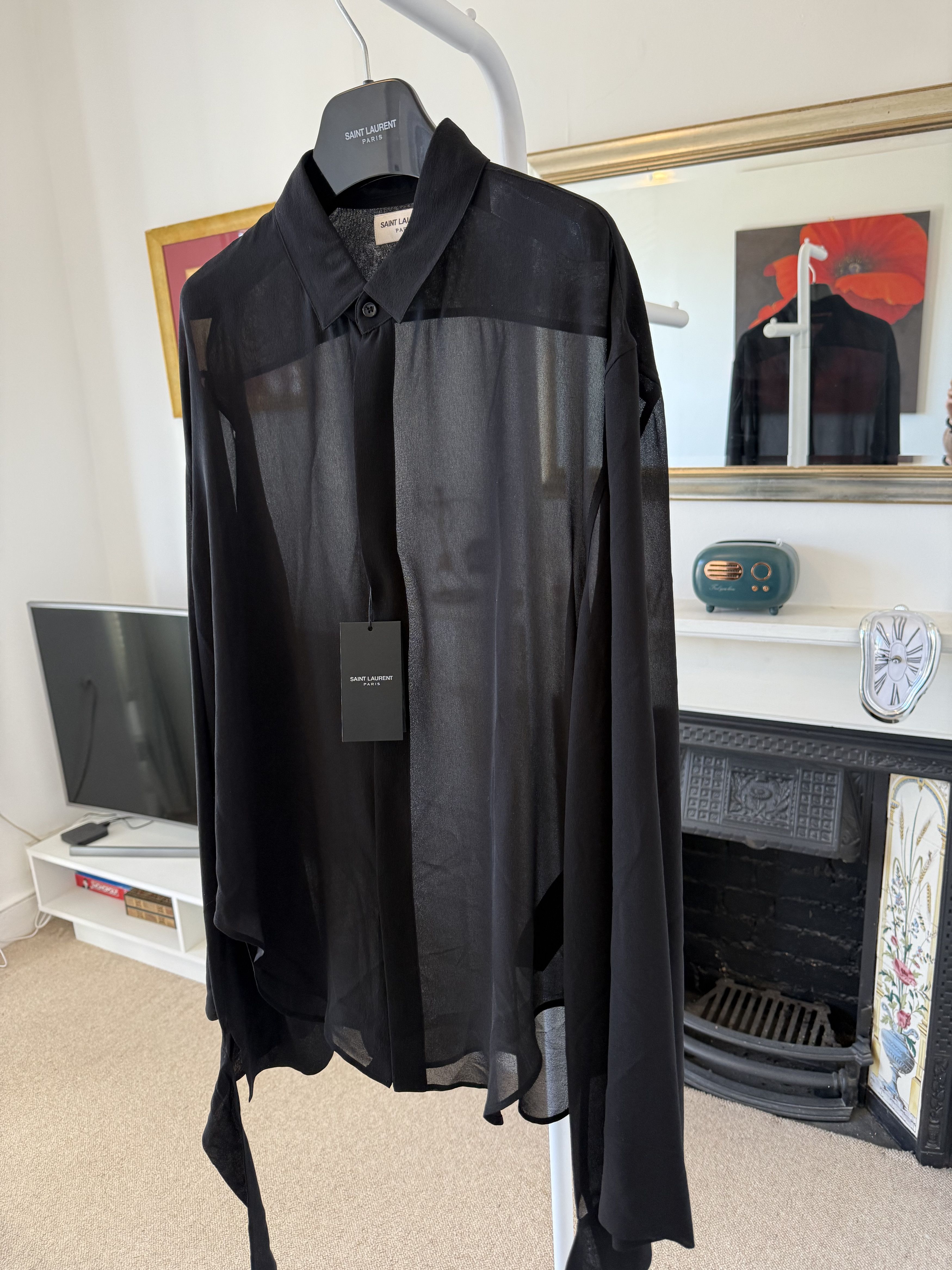 Saint Laurent Paris SS23 Saint Laurent Shirt in Silk Georgette Size US M / EU 48-50 / 2 - 4 Thumbnail