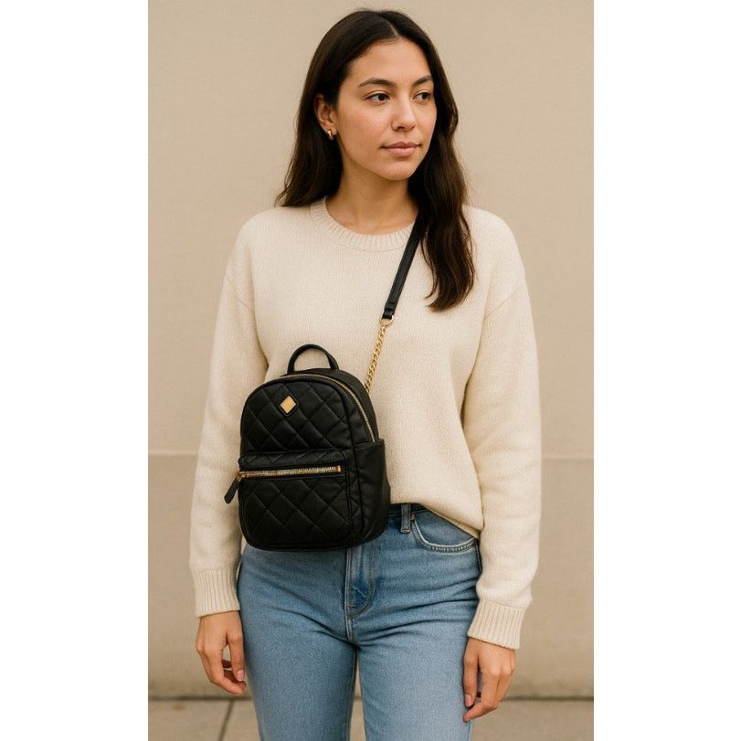 Other Y2K Streetwear Quilted Mini Backpack Crossbody Bag Black Size ONE SIZE - 1 Thumbnail