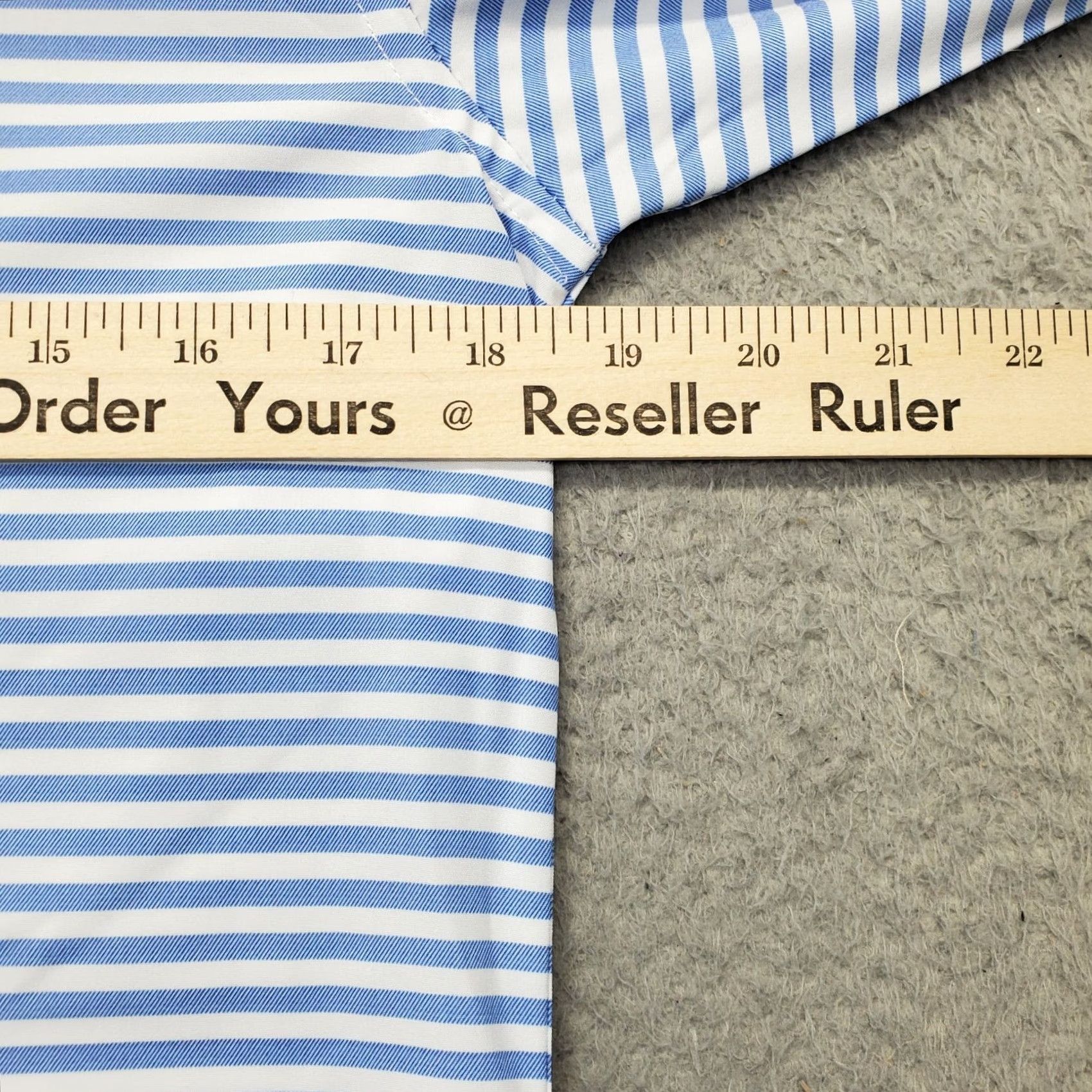 Vintage Michael Strahan Dress Shirt Mens S Blue Striped 4-Way Stretch Collared Button-Up Shirt Size 36R - 4 Thumbnail