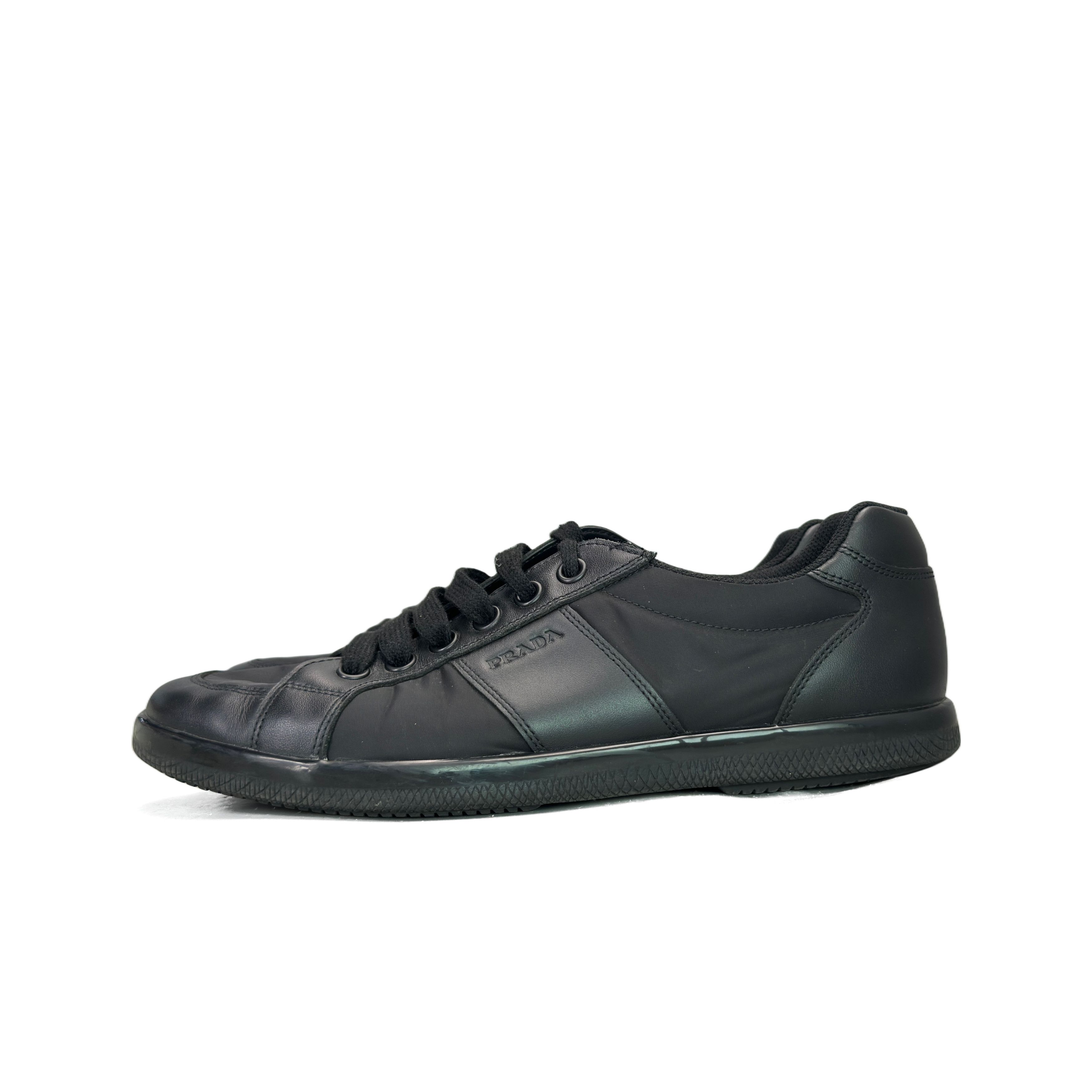 Prada Prada Leather Nylon Low-Top Sneakers Black 42.5 Size US 9.5 / EU 42-43 - 1 Thumbnail