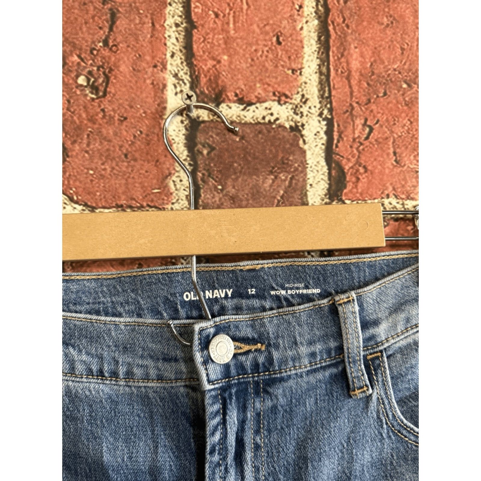 Old Navy VINTAGE Old Navy Womens Blue Denim Straight Leg Mid-Rise Wow Boyfriend Jeans Size 12 NWT Size 24" / US 00 / IT 34 - 3 Thumbnail