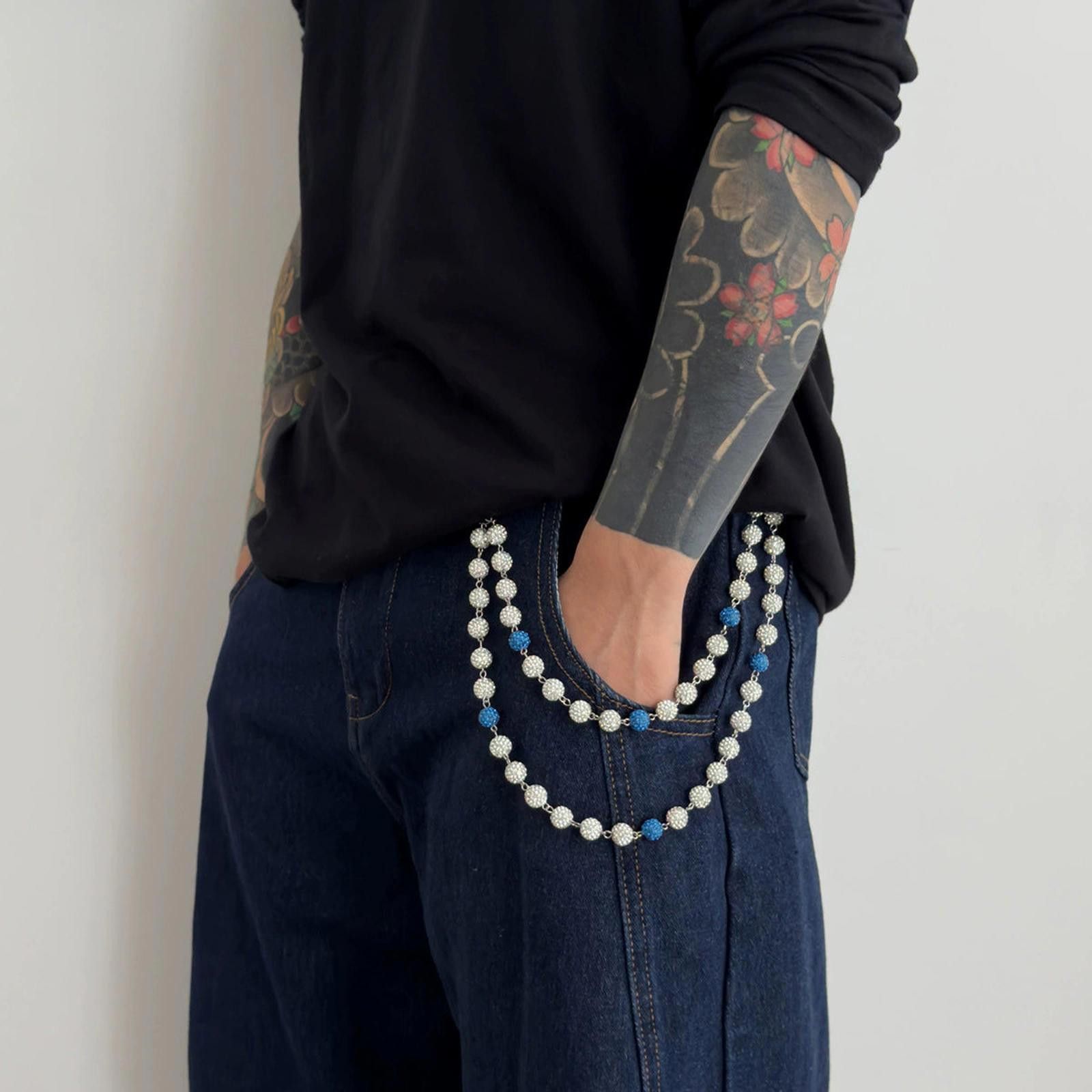 Jewelry Crystal Beaded Wallet Chain Accessory, Pants Chain Size ONE SIZE - 5 Thumbnail
