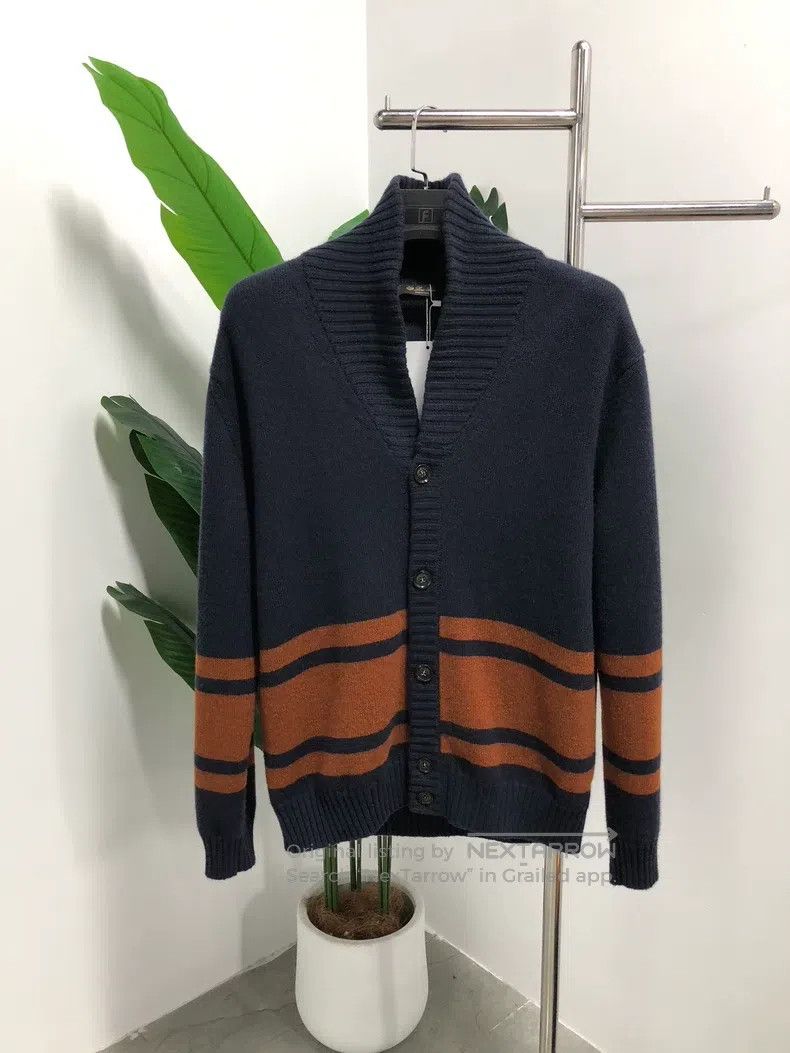 Loro Piana Loro Piana Marine Sunset Blue and Brown Striped Long Sleev Size US L / EU 52-54 / 3 - 1 Thumbnail