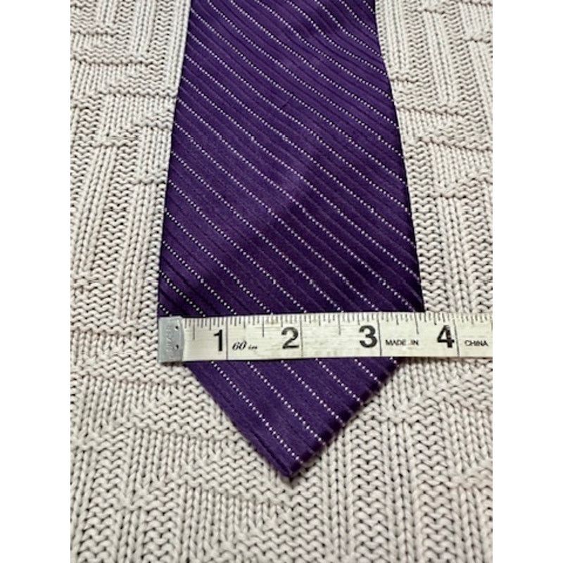 Calvin Klein Calvin Klein purple striped silk tie Size ONE SIZE - 5 Thumbnail