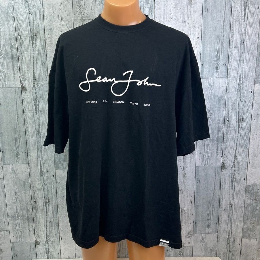Sean John 黒 ３xl Sean John Sean John Mens 3XL 100% Cotton Short Sleeve Tee