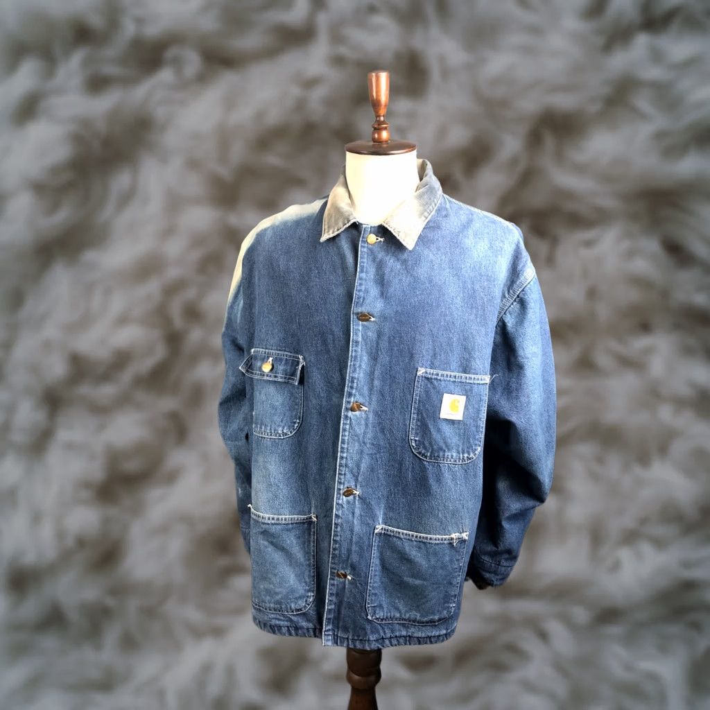 Carhartt VINTAGE Carhartt Jacket Mens One Size Blue Denim Cotton Men Size US M / EU 48-50 / 2 - 1 Thumbnail