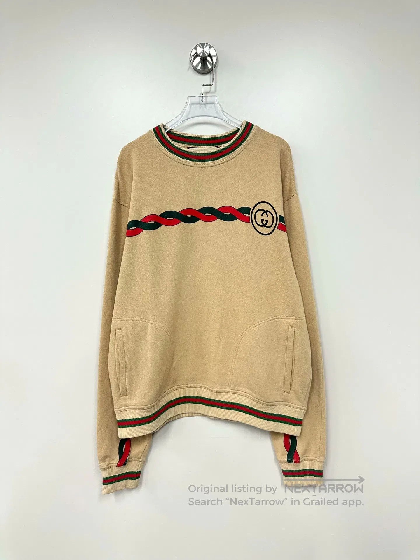 Burberry Burberry Khaki Red and Green Chain Logo Sweatshirt| Size US S / EU 44-46 / 1 - 1 Thumbnail