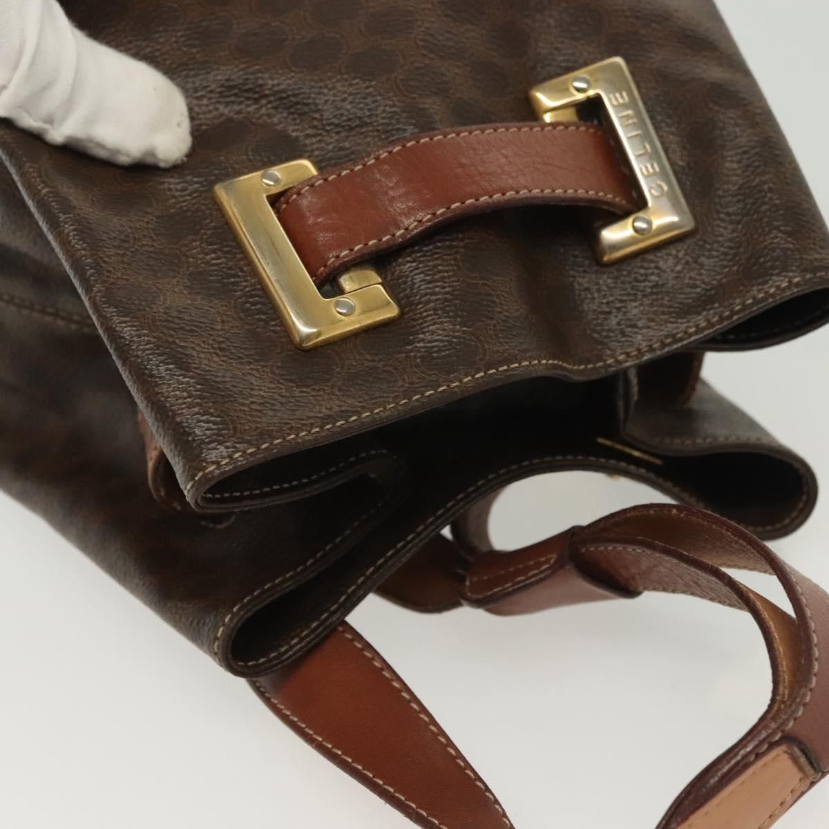 Celine CELINE Macadam Canvas Shoulder Bag Pvc Leather Brown Gold Size ONE SIZE - 6 Thumbnail