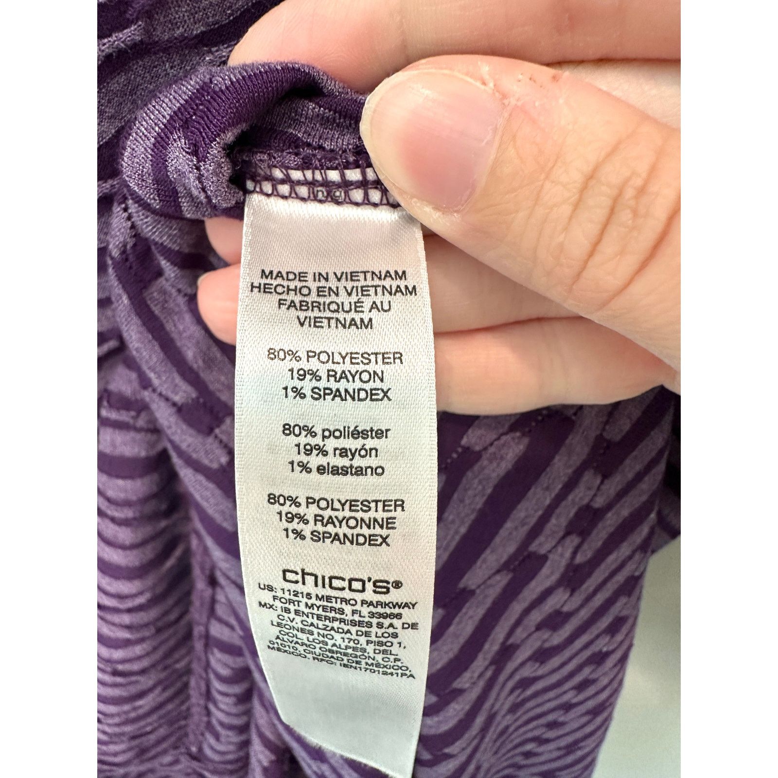 Chicos CHICOS Purple Knit Textured 3/4 Sleeve Asymmetric Tunic Top Size L / US 10 / IT 46 - 7 Thumbnail