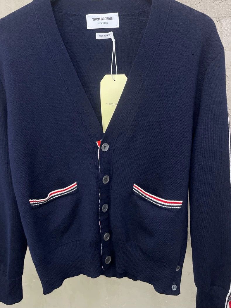 Thom Browne Thom browne Navy blue two-arm striped wool cardigan 2504-Ne Size US S / EU 44-46 / 1 - 3 Thumbnail