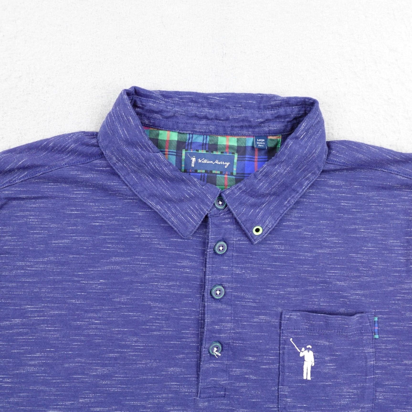 Vintage William Murray Polo Shirt Mens L Blue Heather Golf Pocket Flex Size US L / EU 52-54 / 3 - 2 Thumbnail