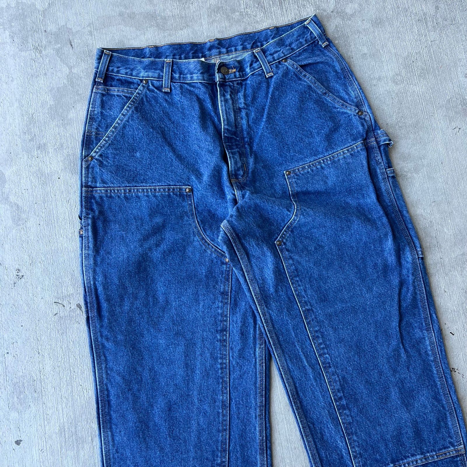 Carhartt × Vintage Carhartt blue denim jeans double knee work carpenter pants Size US 34 / EU 50 - 2 Thumbnail