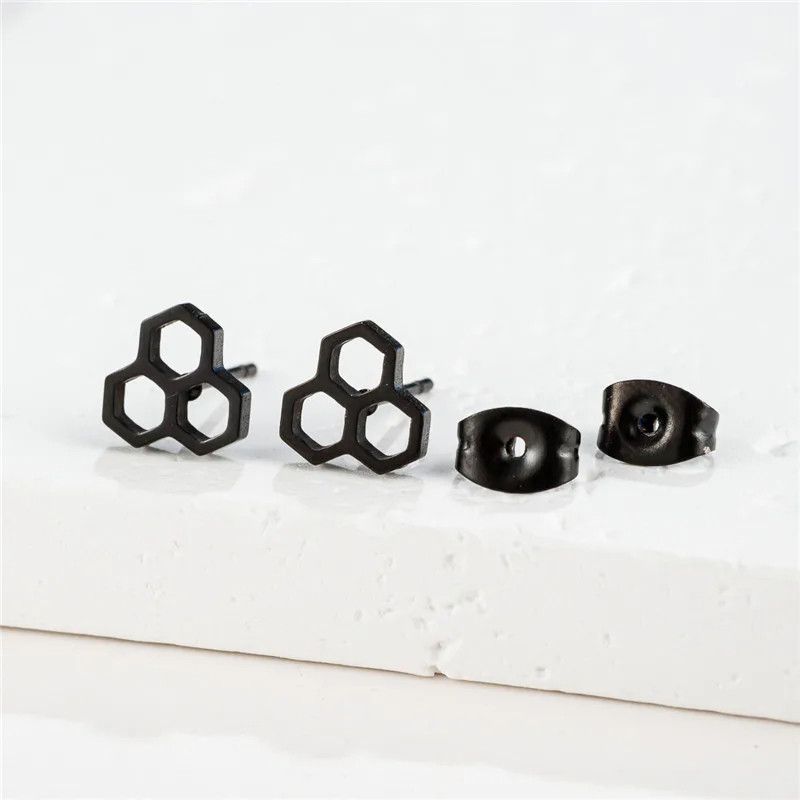 Jewelry Mini Honeycomb Stud Earrings Charm Earring Gift Size ONE SIZE - 1 Preview