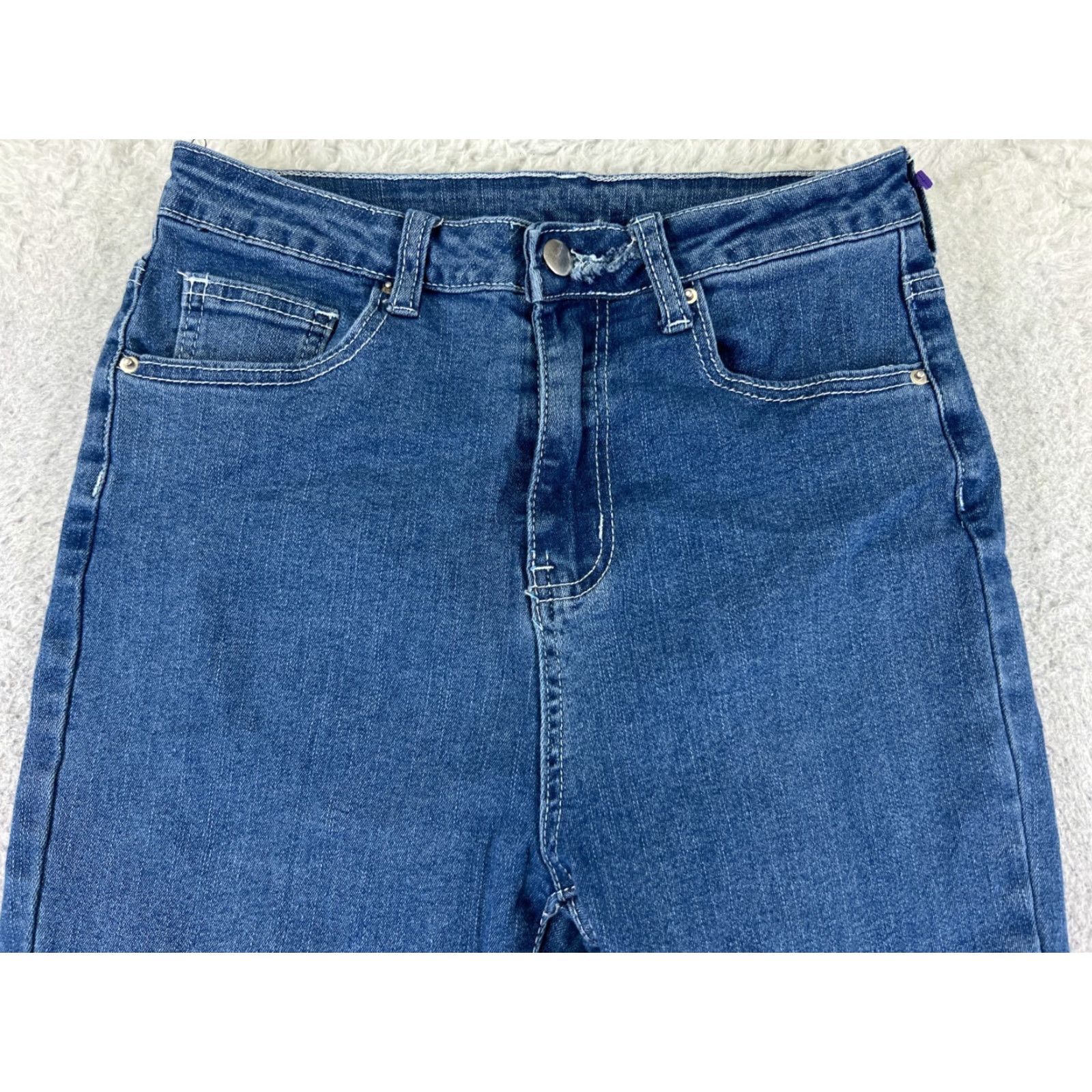 Shein SheIn Jeans Women Flared Denim 24x31 Medium Blue Cotton Blend 5-Pocket Design High Rise Women's Regular Jeans Mode American Western 90s Size 32" / US 10 / IT 46 - 4 Thumbnail