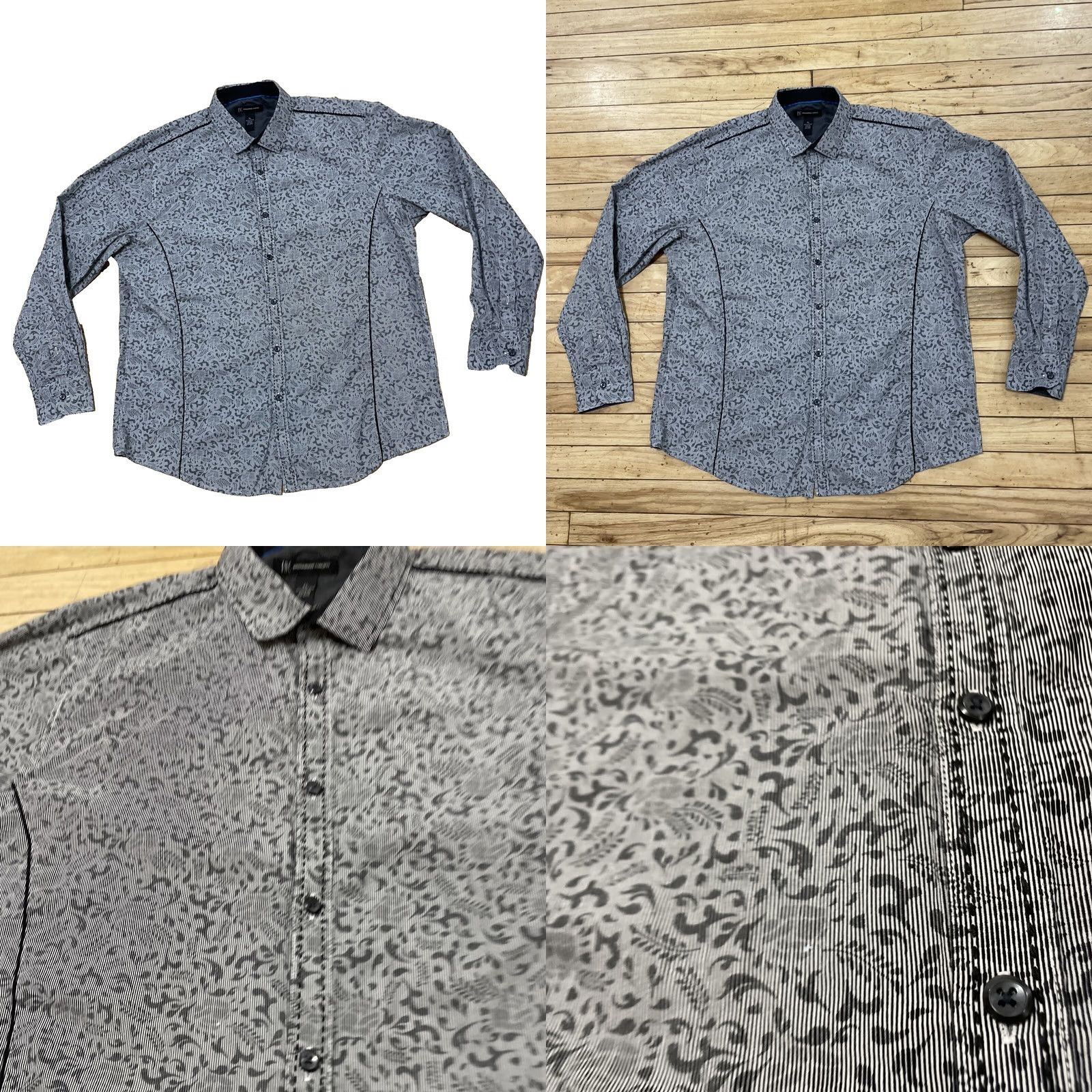 Vintage INC International Concepts Shirt Men XL Silver Paisley Western Cowboy Taper XL Size US XL / EU 56 / 4 - 9 Thumbnail