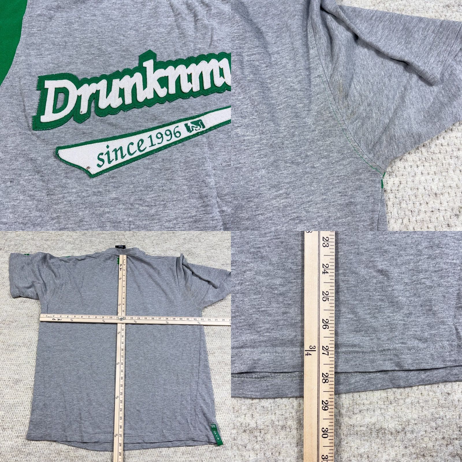 Vintage VINTAGE Drunknmunky Shirt Men L Gray Green Script Spellout STAINS* Crew Neck Short Sleeve T-Shirt Size US L / EU 52-54 / 3 - 8 Thumbnail