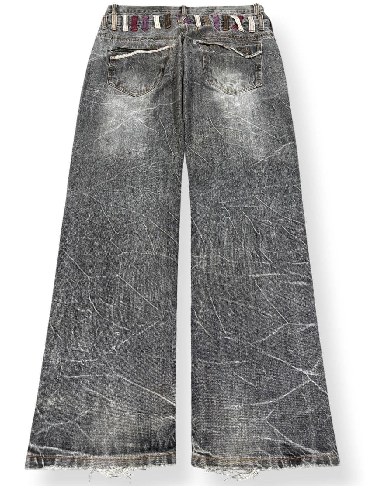 Hysteric Glamour Vintage Nylaus Double Waist Studded Cracked Wash Punk Jeans Size US 33 - 2 Thumbnail