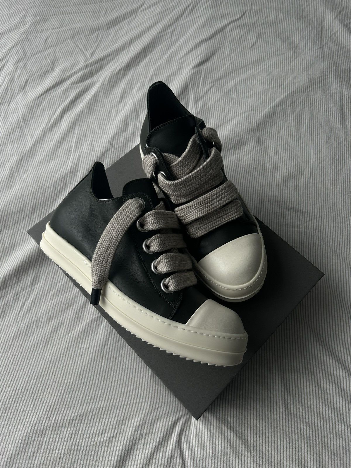 Rick Owens Rick Owens Forest Green Jumbo Lace Leather Sneakers Size US 10.5 / EU 43-44 - 1 Thumbnail