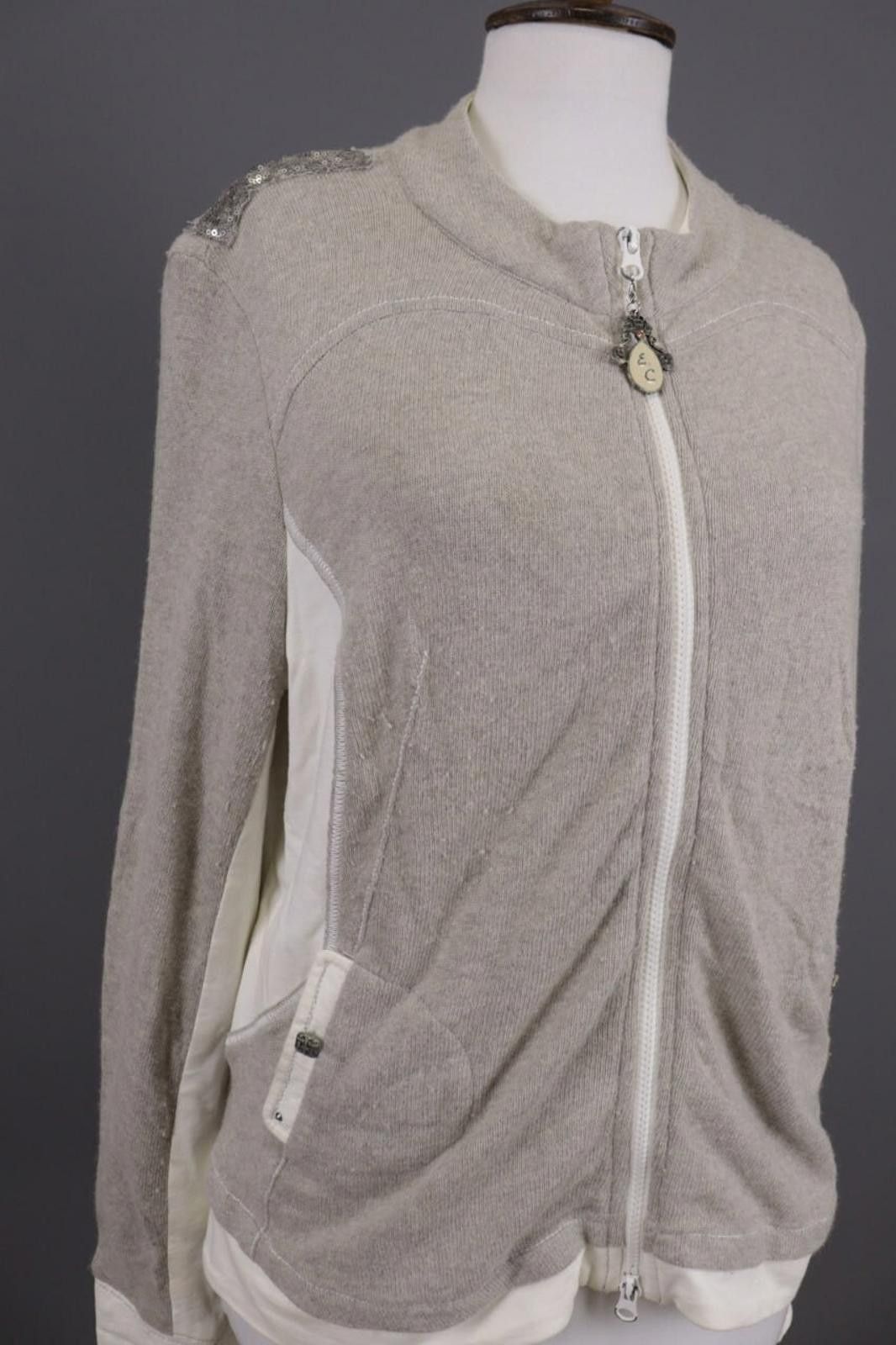 Designer Elisa Cavaletti Gray Full Zip Embroidered Sweater Size XL Size XL / US 12-14 / IT 48-50 - 6 Thumbnail