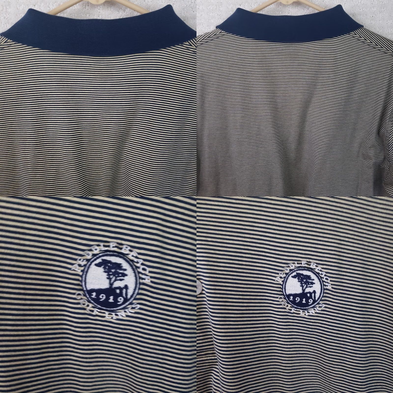 Vintage Pebble Beach Performance Striped Polo Shirt Men M Gold Black Short Sleeve Beach Golf Shirt 100% Cotton Embroidered Logo Size US M / EU 48-50 / 2 - 8 Thumbnail