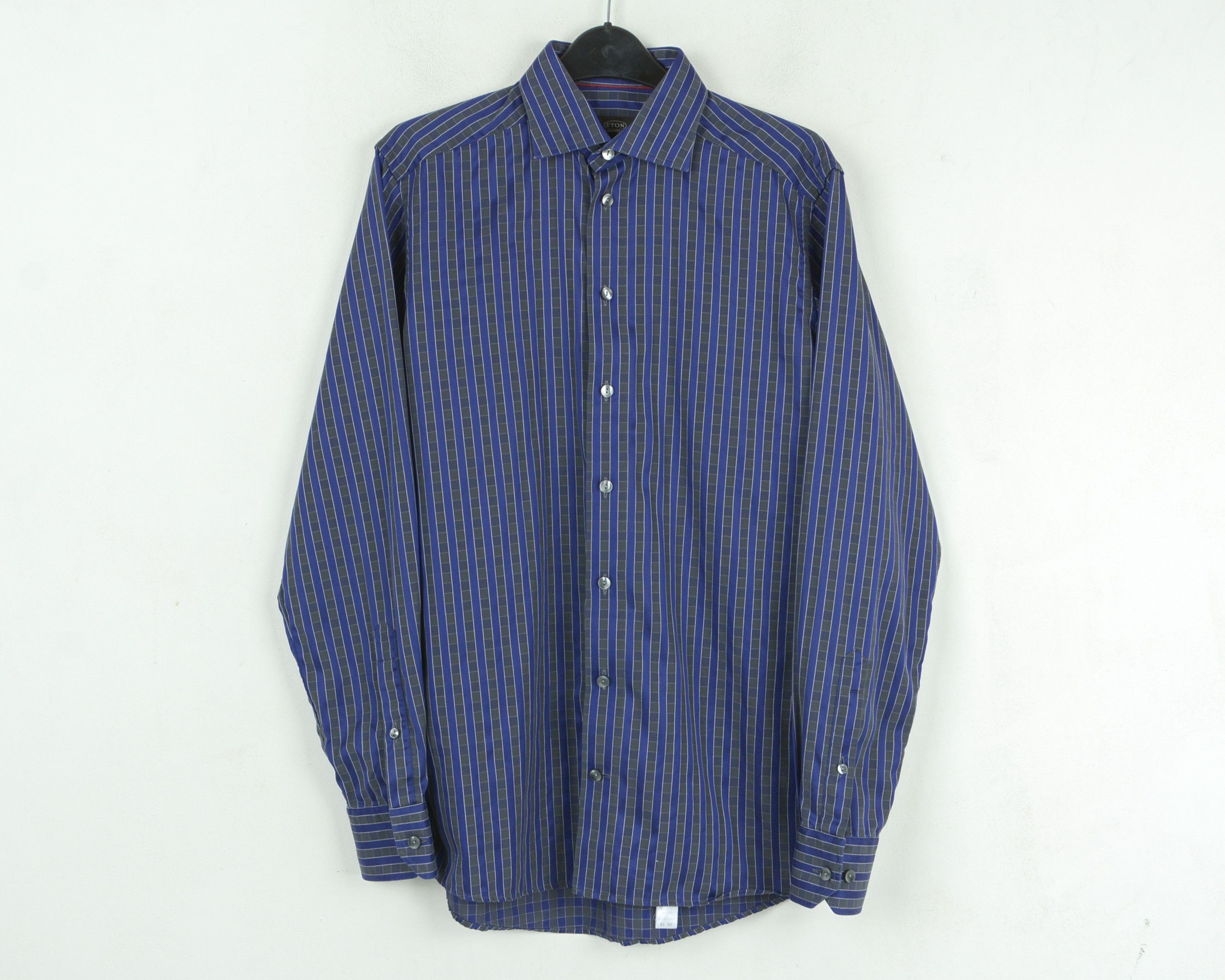 Eton 15" 38 Contemporary Fit Button Up Over Shirt Formal Striped Size 38R - 1 Thumbnail