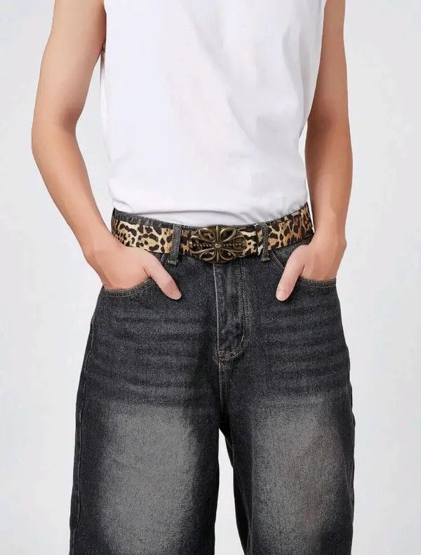 Japanese Brand Hazaki x Mari Y2k Floral Cross Buckle Leopard Belt Size ONE SIZE - 1 Thumbnail