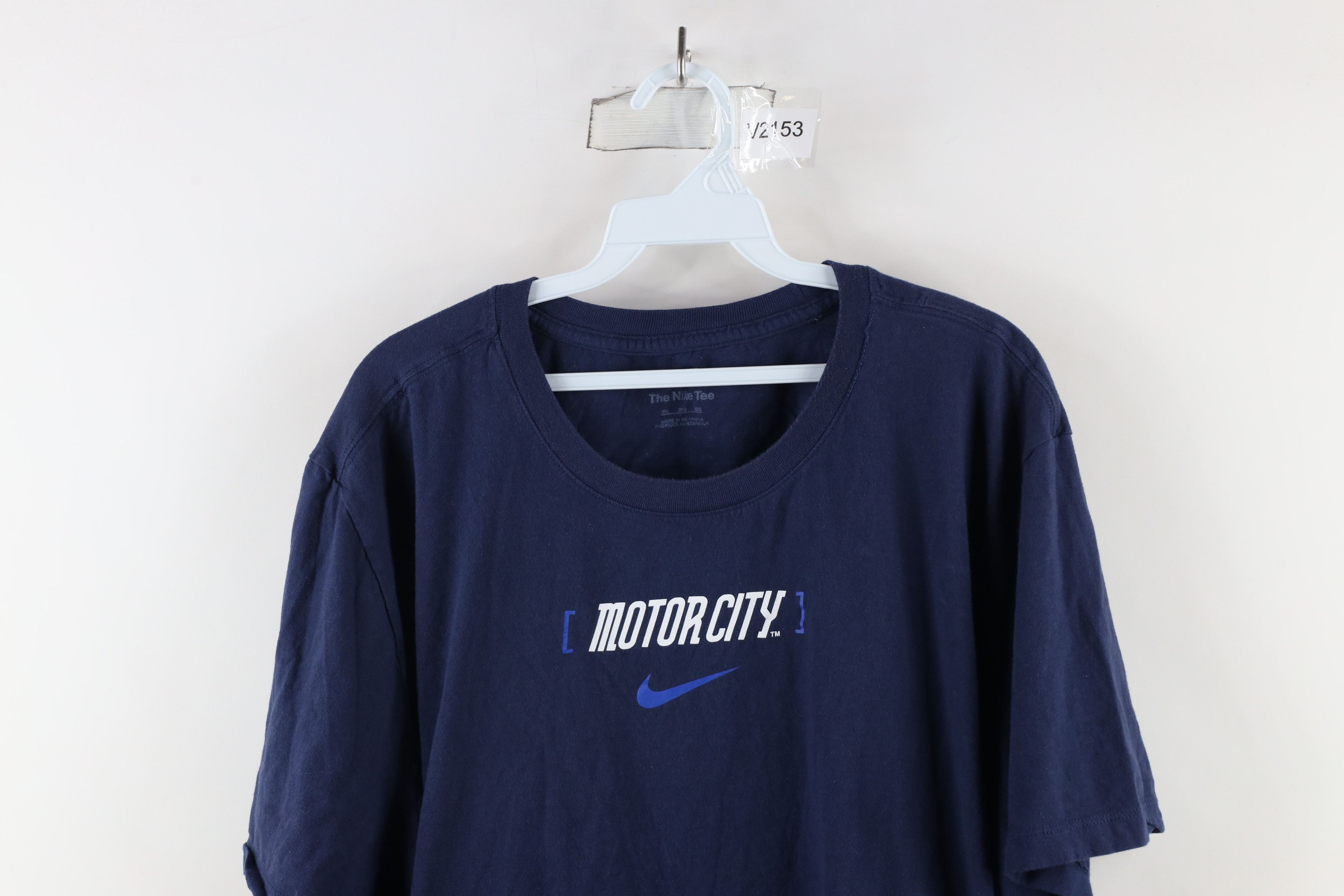 Nike × Vintage Nike Center Swoosh Motor City Detroit Tigers T-Shirt Blue Size US XXL / EU 58 / 5 - 2 Thumbnail