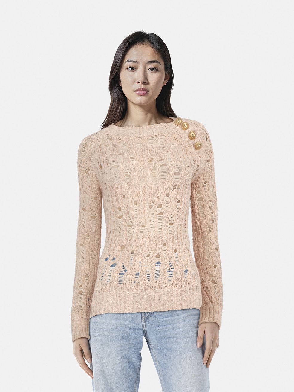 Balmain Pink Sheer Long Sleeve Sweater Size XS / US 0-2 / IT 36-38 - 1 Thumbnail