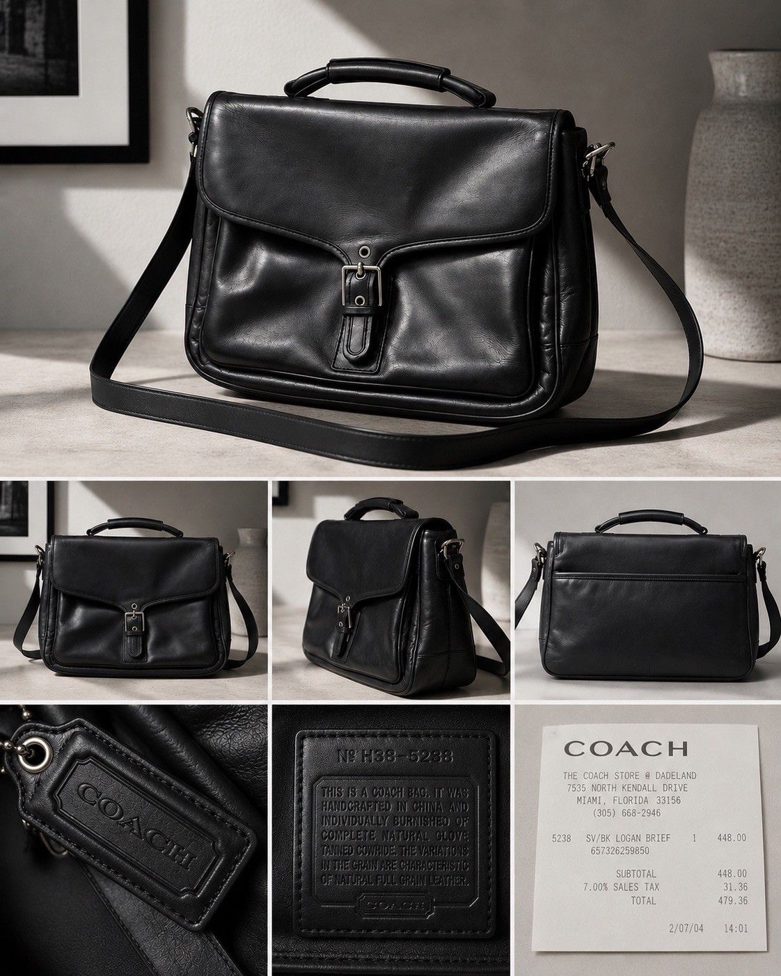 Coach Vtg Coach Logan BLK Leather Large Business Messenger Bag Size ONE SIZE - 2 Thumbnail