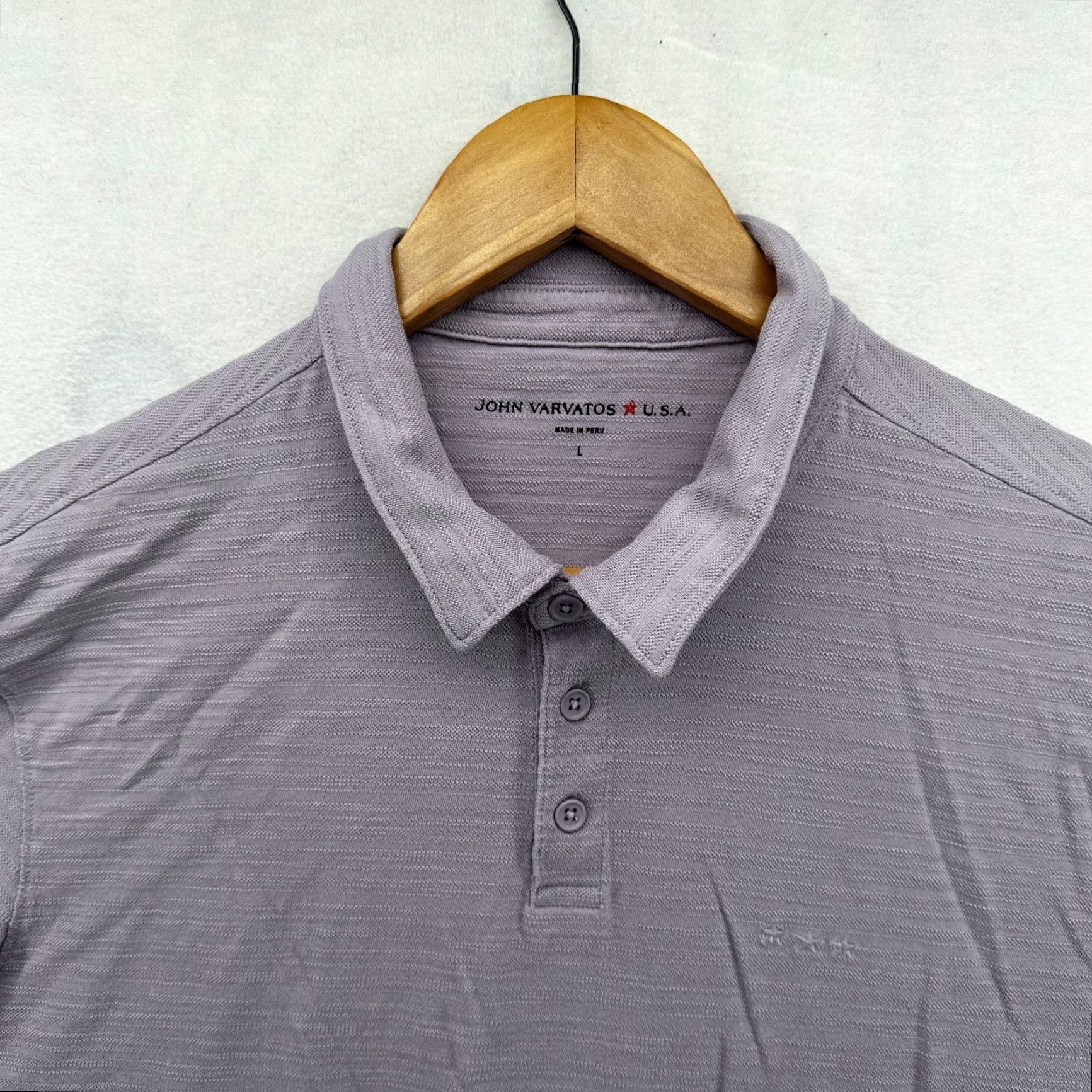 John Varvatos John Varvatos Star USA Polo Shirt Purple Men's Large Textured Short Sleeve Size US L / EU 52-54 / 3 - 3 Thumbnail