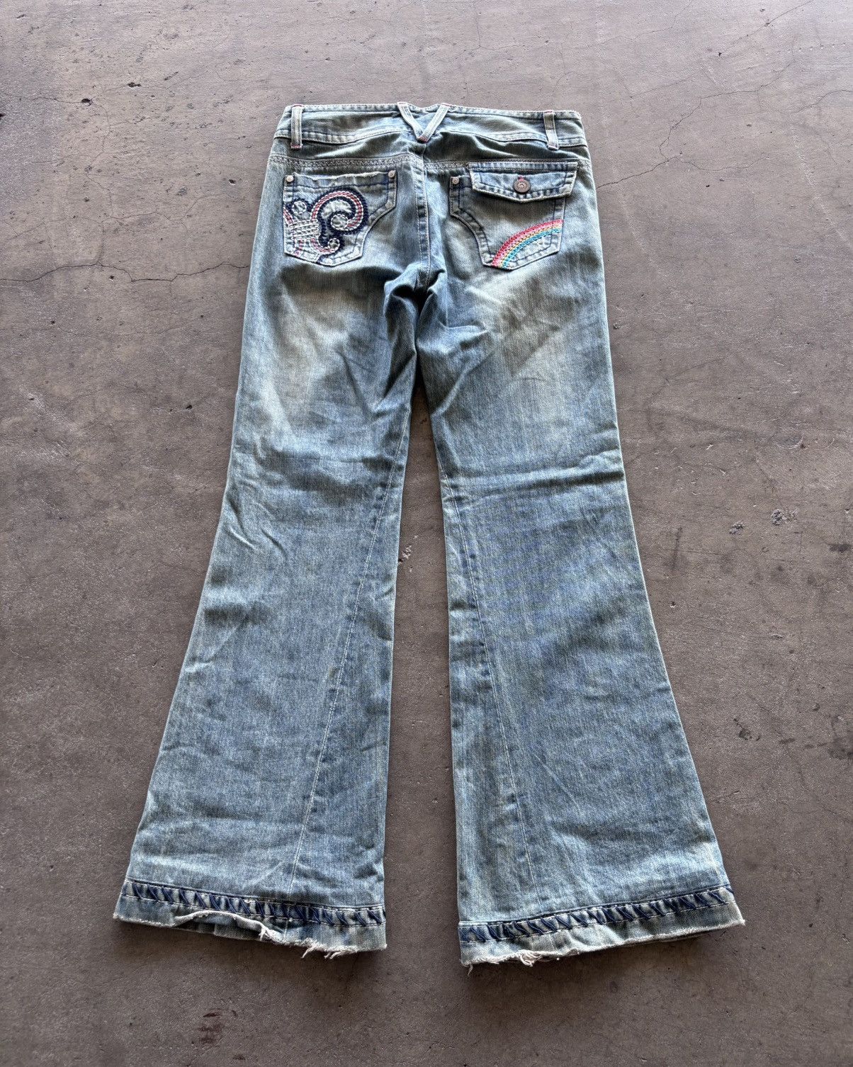If Six Was Nine Mcginn Mud Washed Blue Flared Denim Pants Size US 30 / EU 46 - 6 Thumbnail