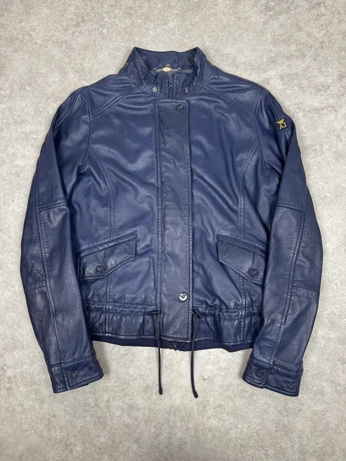 2000s Armani Navy Leather Jacket