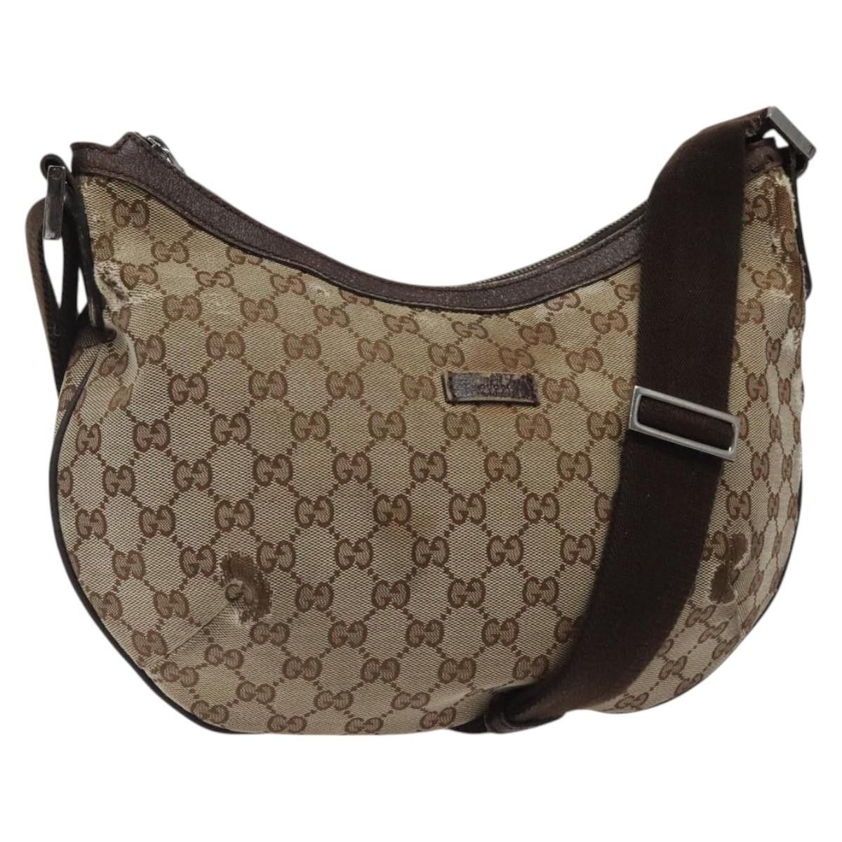 Gucci GUCCI GG Canvas Shoulder Bag Beige Silver Size ONE SIZE - 1 Thumbnail