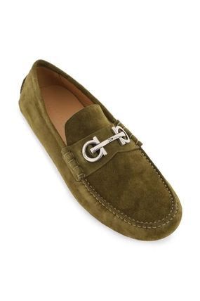 Salvatore Ferragamo o1s1rm0724 Plain Leather Loafers in Olive Green Size US 12.5 / EU 45-46 - 5 Thumbnail