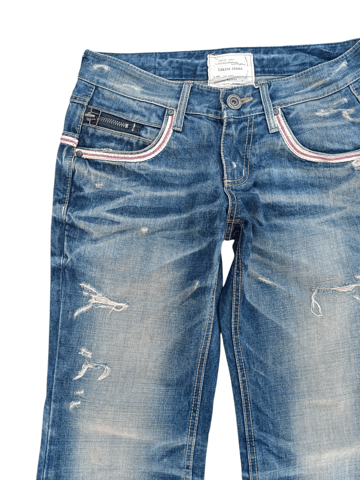 Designer FLARED💥 LOLITA JEANS DISTRESSED WHISKERS DENIM Size US 32 / EU 48 - 11 Thumbnail