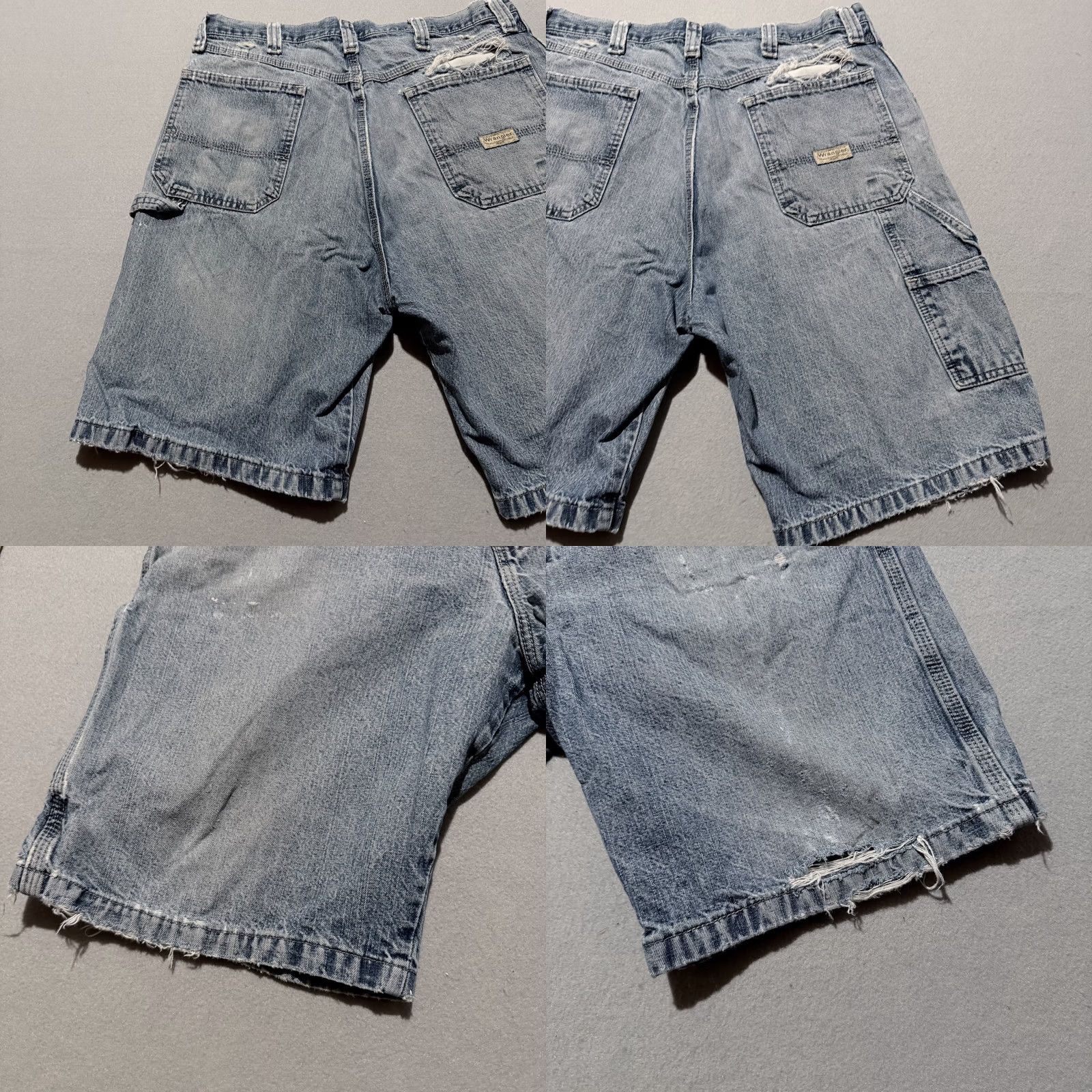 Wrangler VINTAGE Wrangler Carpenter Shorts Men Blue Denim Distressed Relaxed Fit 34 Bermuda 5-Pocket City 90s Mens Size US 34 / EU 50 - 8 Thumbnail