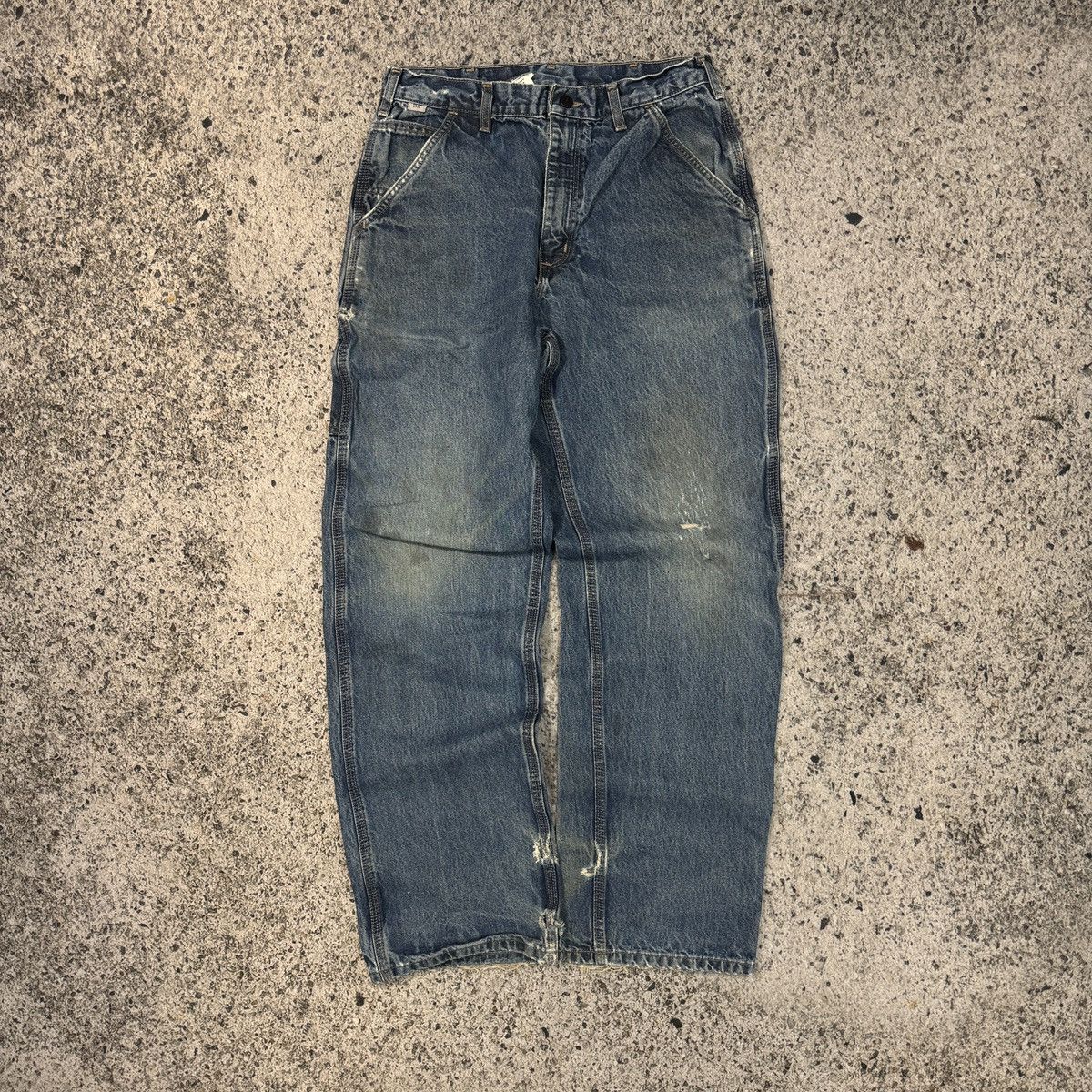 Carhartt Vintage Carhartt Thrashed Faded Denim Carpenter Jeans Grunge Size US 30 / EU 46 - 3 Thumbnail