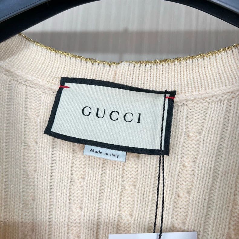 Gucci Gucci Gold thread hemp flower cashmere knitted cardigan 250 Size M / US 6-8 / IT 42-44 - 6 Thumbnail