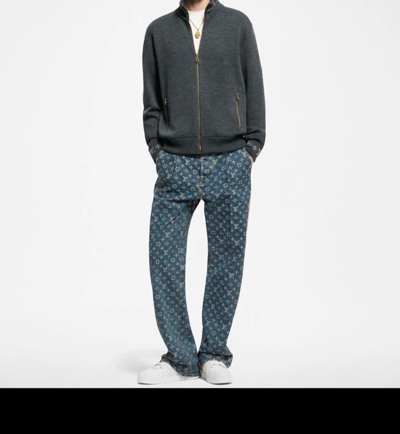 Louis Vuitton Louis Vuitton Blue full print side stripe jeans Size US 31 - 1 Thumbnail