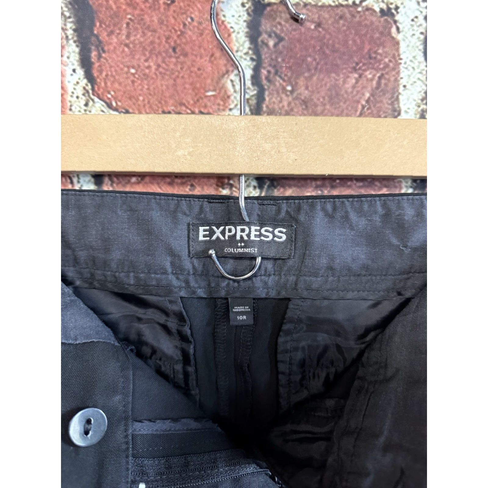 Express Express Womens Black Chino Business Pants Size 10R Straight Leg 30Inch Inseam Size 32" / US 10 / IT 46 - 3 Thumbnail