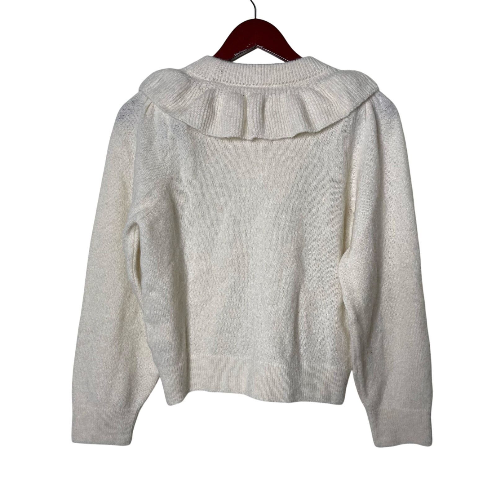 DOEN NWT Doen AZARIA Alpaca Wool Ruffle neck SWEATER in IVORY L Size L / US 10 / IT 46 - 9 Thumbnail