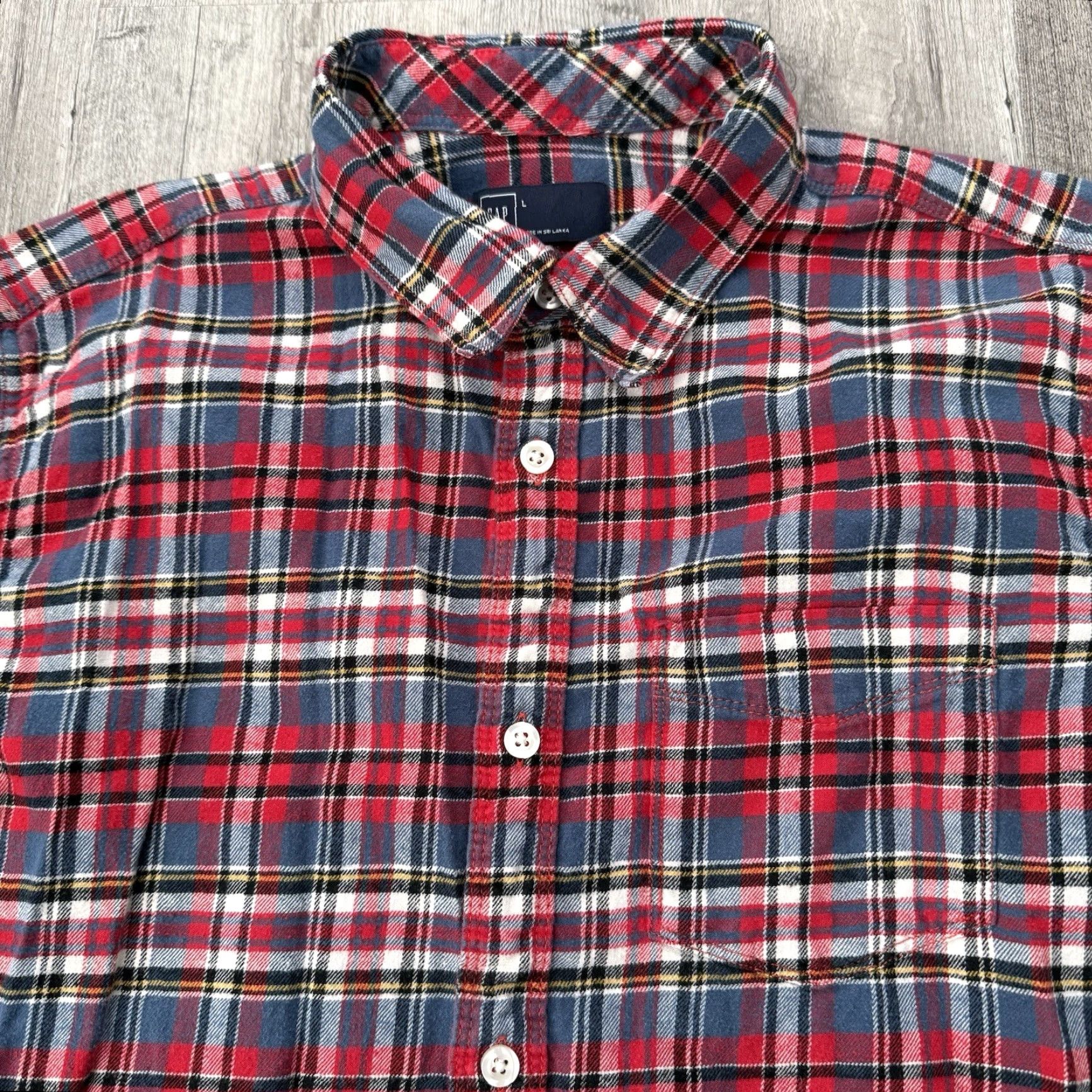 Gap GAP Shirt Mens Large Flannel Long Sleeve Red Plaid 100% Cotton Button-Up Casual Regular Fit Pocket Size US L / EU 52-54 / 3 - 6 Thumbnail