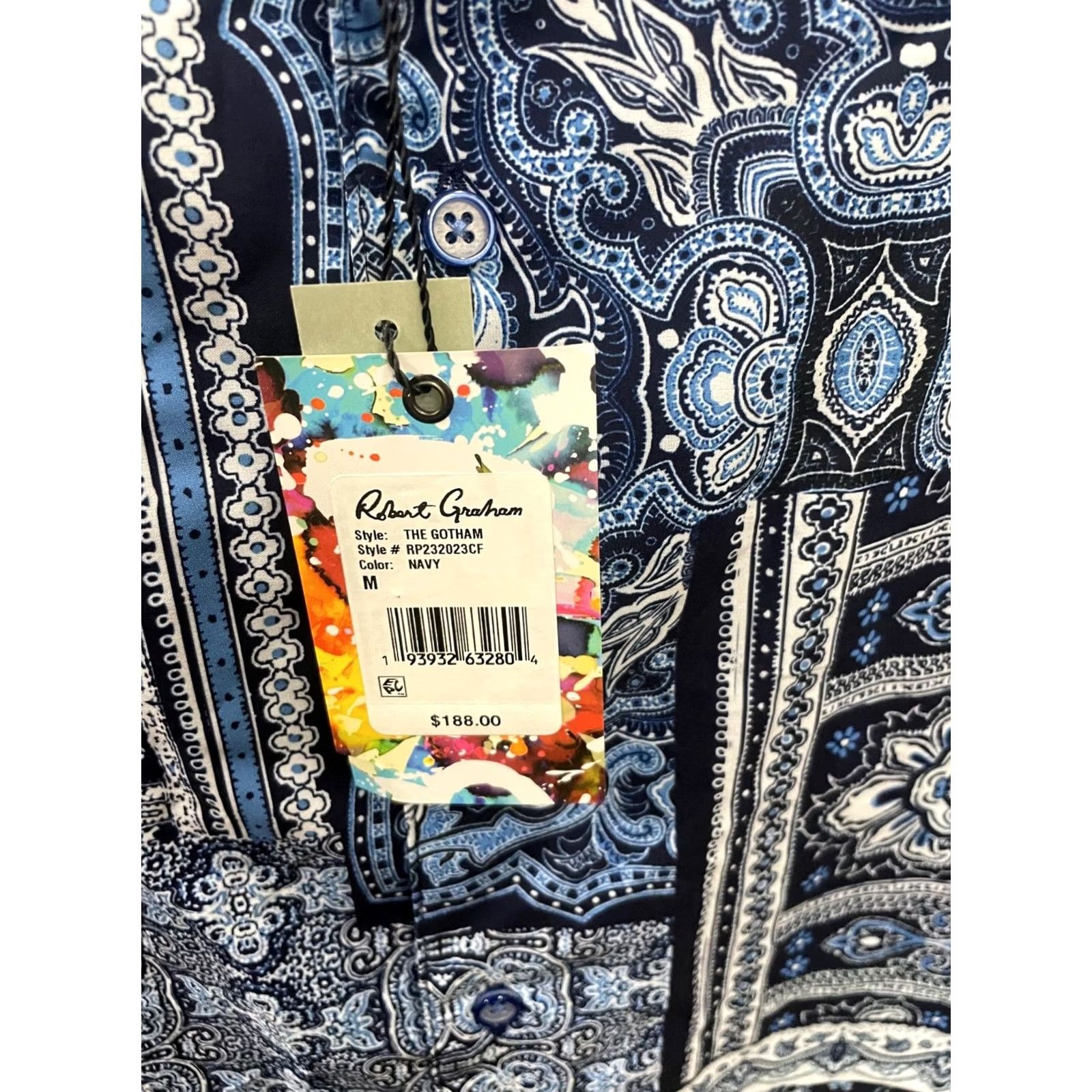 Robert Graham Robert Graham The Gotham Blue Short Sleeve Shirt Men's Medium Size US M / EU 48-50 / 2 - 2 Thumbnail