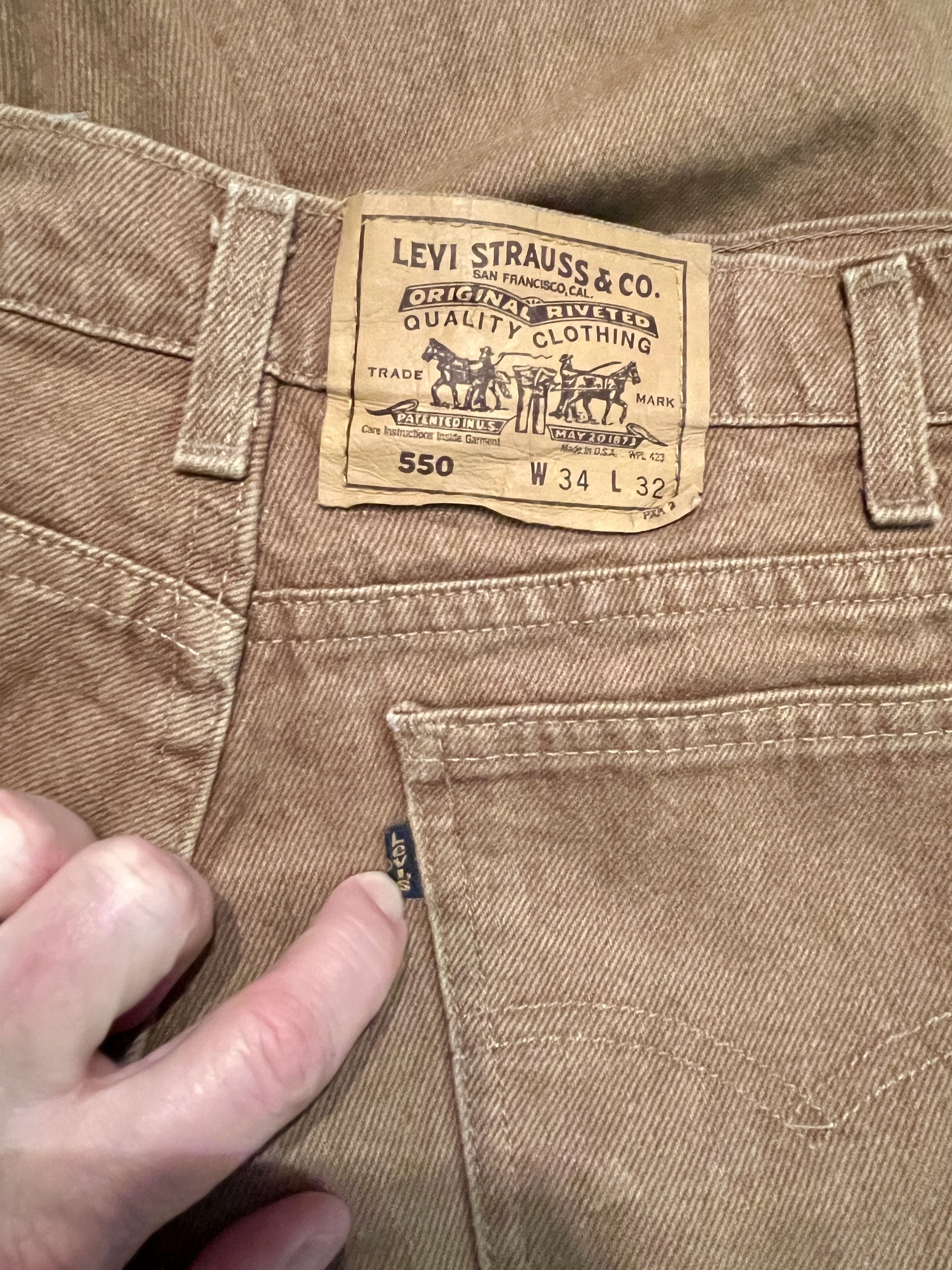 Levi's Vintage Clothing Vtg Levi’s 550 Made in USA Brown Denim Relaxed Fit 34x32 Size US 34 / EU 50 - 9 Thumbnail