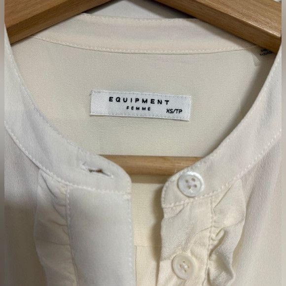 Equipment Equipment Femme Ivory Ruffle Trim Sleeveless Blouse XS Size XS / US 0-2 / IT 36-38 - 2 Thumbnail