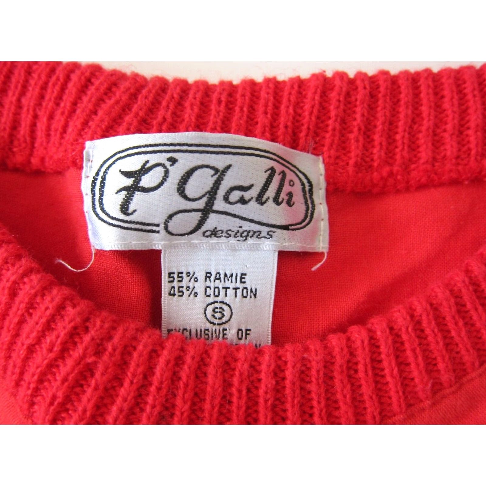 4SDESIGNS Vintage P' Galli Designs Blouse Short Sleeve Women S-M Red Cotton Beaded Embroidered Tunic Size S / US 4 / IT 40 - 4 Thumbnail
