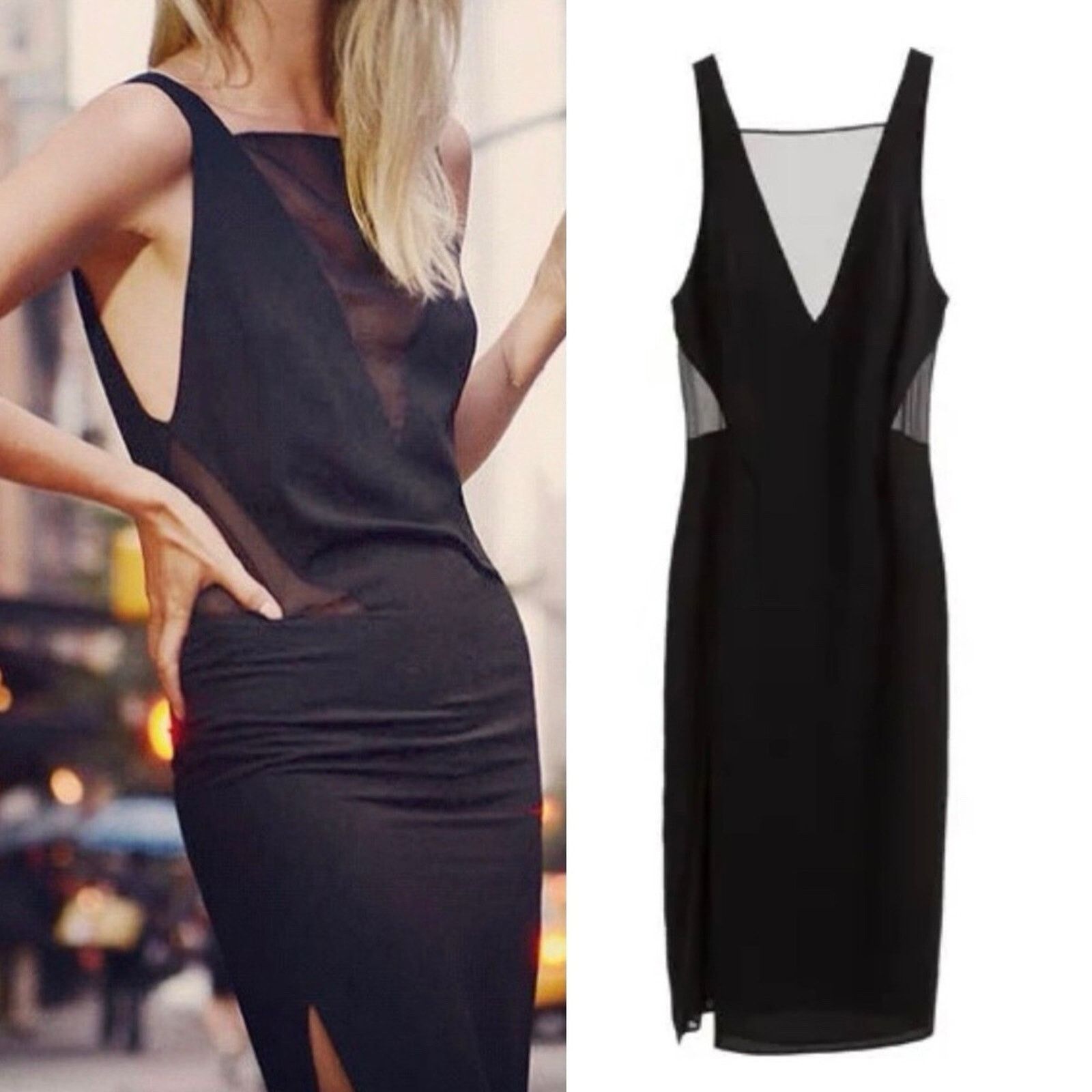 Other ELIN KLING for Marciano black Sheer Mesh Deep V neck dress 2 Size XS / US 0-2 / IT 36-38 - 1 Thumbnail