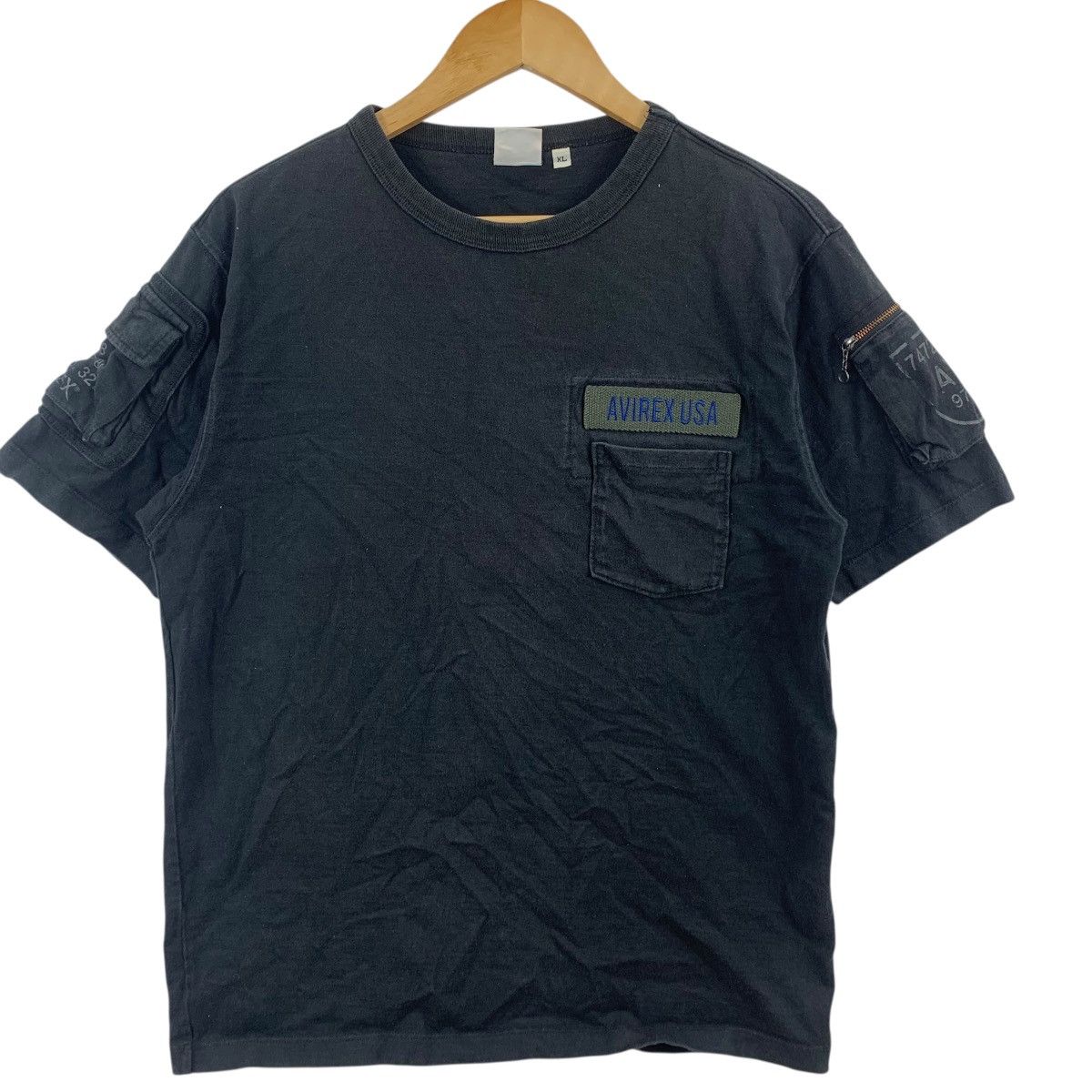 Avirex Vintage AVIREX USA MILITARY Patch Pocket Tee Shirt Top Zippe Size US XL / EU 56 / 4 - 5 Thumbnail